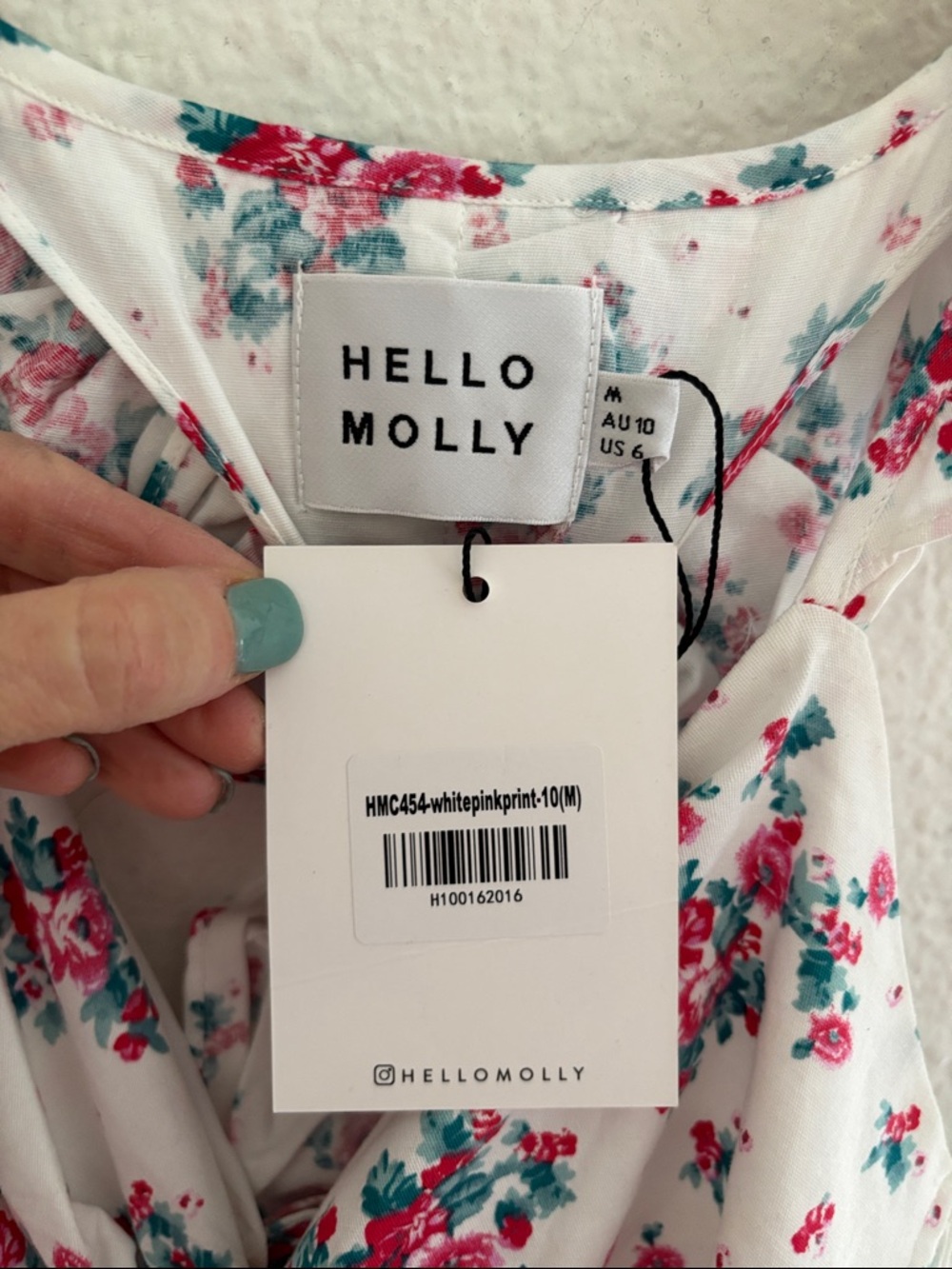 HELLO MOLLY Wandering Heights Cut Out Mini Dress In White Pink Sz Floral 6 NEW! - Picture 5 of 9